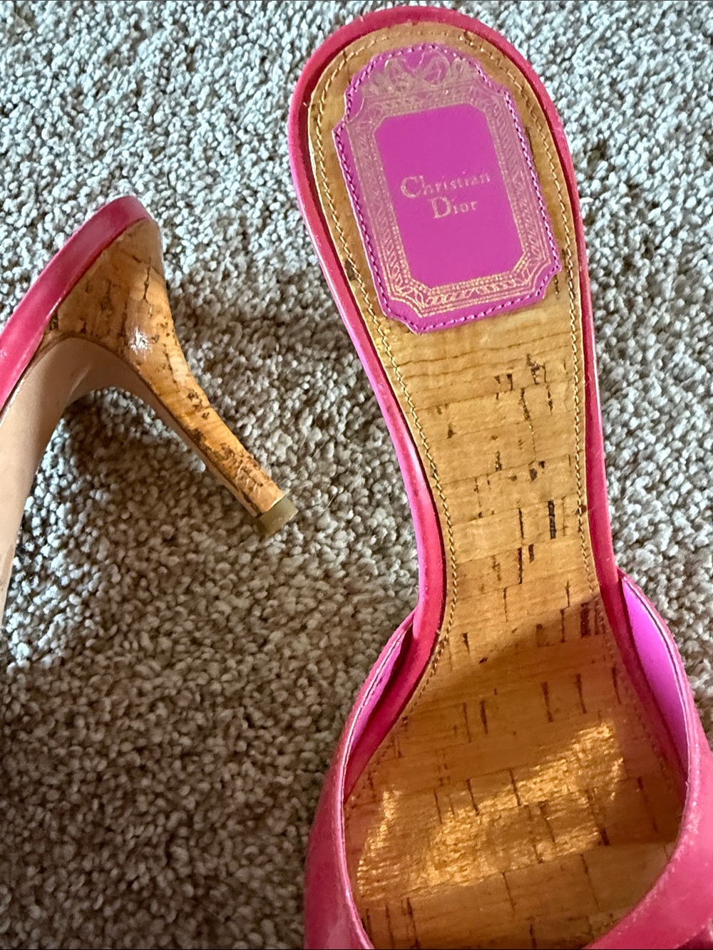 Dior Hot Pink Patent Leather Bow Slide Mules - Picture 4 of 5